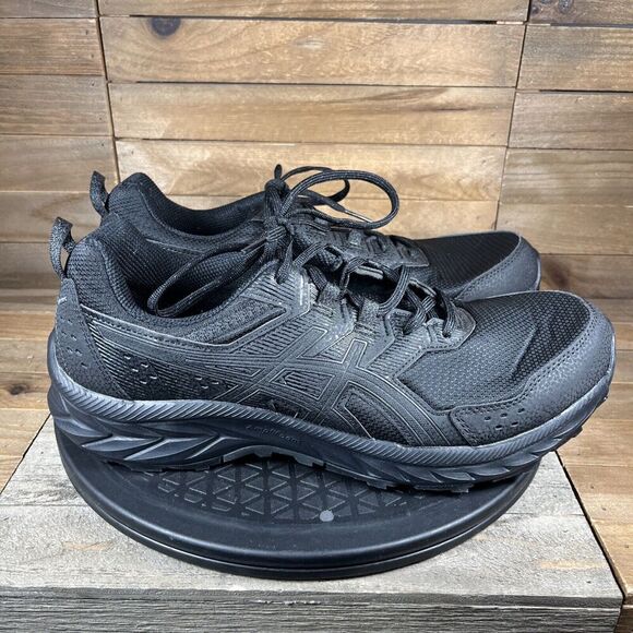 ASICS Gel Venture 9 Mens Sz 10.5 Black Mesh Lace Up Trail Shoes NO INSOLES - Picture 1 of 10